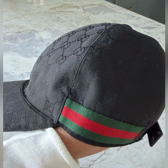 Black Gucci Canvas Baseball Cap main image 4